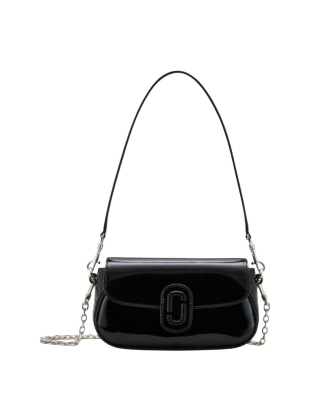 Marc Jacobs The Patent Leather Clover Shoulder Minimalist Luxury Bag Black